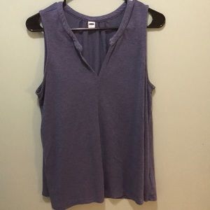 Grayish blue v neck pull over tank shirt